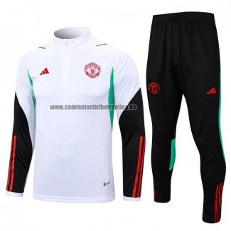 Chandal de Sudadera del Manchester United Nino 2023-24 Blanco